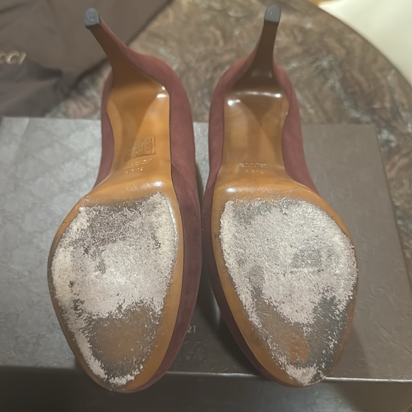 Gucci SCARLATTO Kid Scamosciato Burgundy Heels size 36+ - Picture 7 of 16
